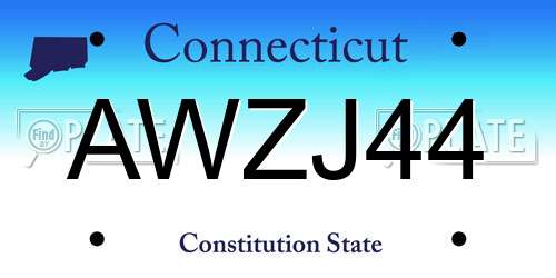 AWZJ44 Connecticut License Plate