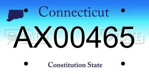 AX00465 Connecticut License Plate