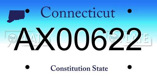 AX00622 Connecticut License Plate