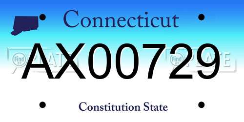 AX00729 Connecticut License Plate