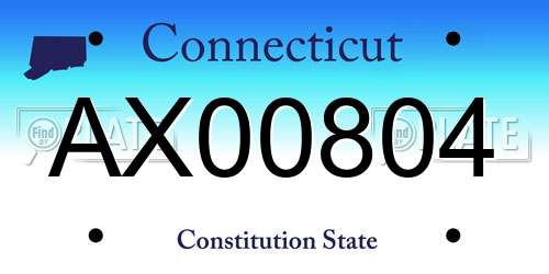 AX00804 Connecticut License Plate