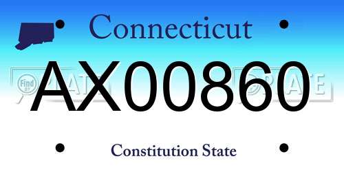 AX00860 Connecticut License Plate
