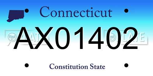 AX01402 Connecticut License Plate