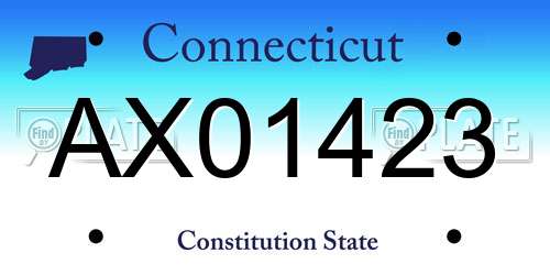 AX01423 Connecticut License Plate