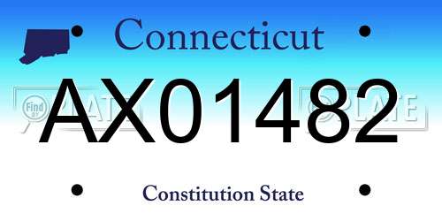 AX01482 Connecticut License Plate