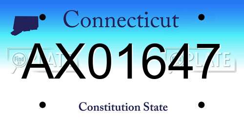 AX01647 Connecticut License Plate
