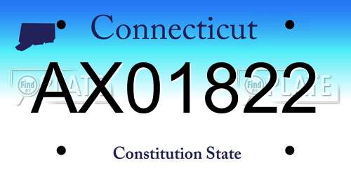 AX01822 Connecticut License Plate