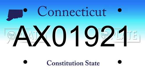 AX01921 Connecticut License Plate