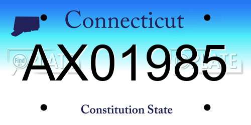 AX01985 Connecticut License Plate