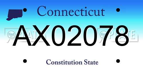 AX02078 Connecticut License Plate