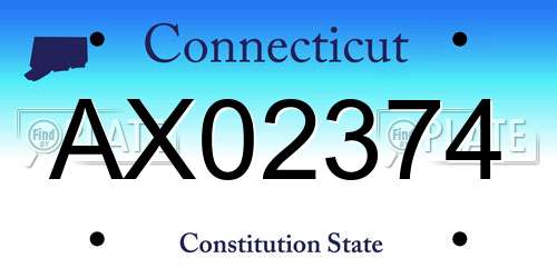 AX02374 Connecticut License Plate