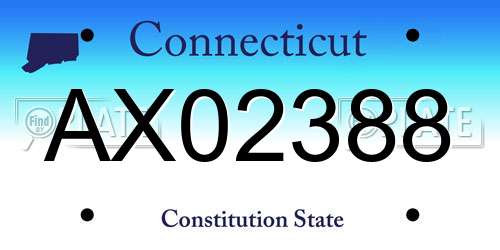 AX02388 Connecticut License Plate