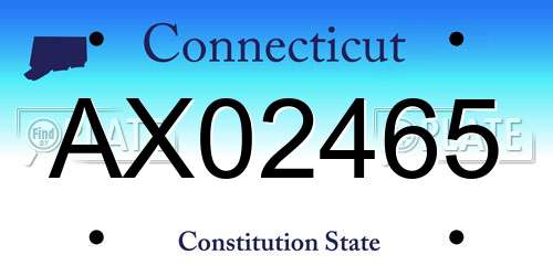 AX02465 Connecticut License Plate
