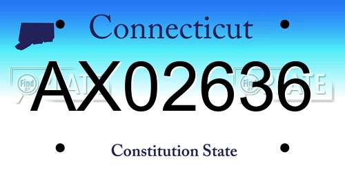 AX02636 Connecticut License Plate