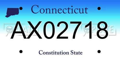 AX02718 Connecticut License Plate