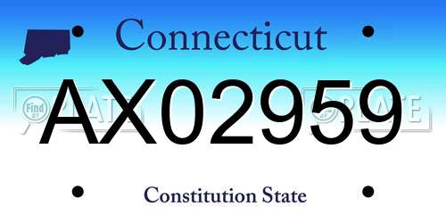 AX02959 Connecticut License Plate