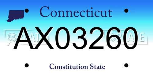 AX03260 Connecticut License Plate