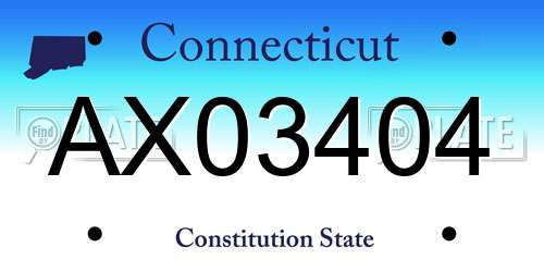 AX03404 Connecticut License Plate