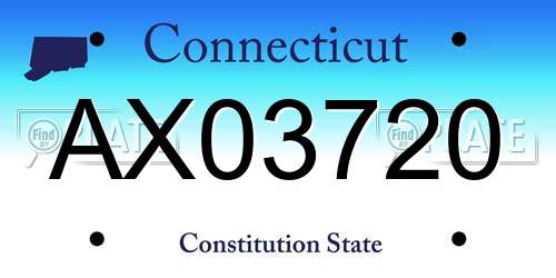 AX03720 Connecticut License Plate
