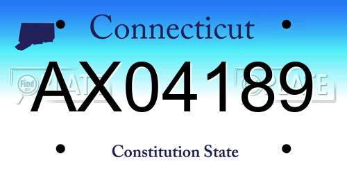 AX04189 Connecticut License Plate