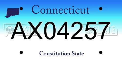 AX04257 Connecticut License Plate