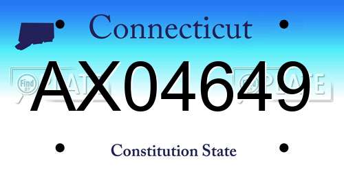 AX04649 Connecticut License Plate