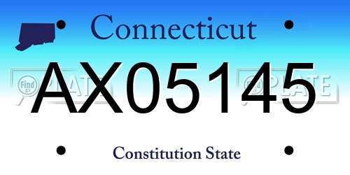 AX05145 Connecticut License Plate