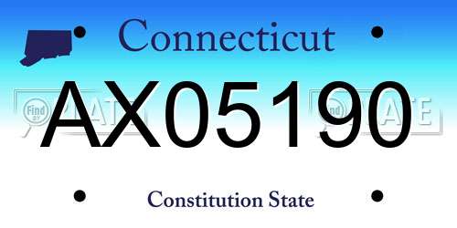 AX05190 Connecticut License Plate