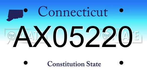 AX05220 Connecticut License Plate