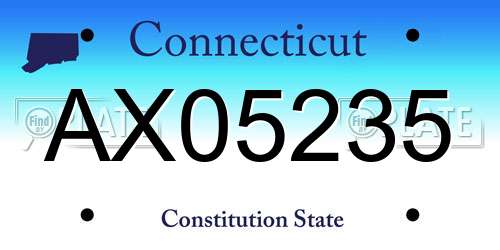 AX05235 Connecticut License Plate