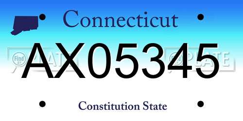 AX05345 Connecticut License Plate