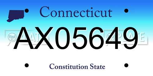 AX05649 Connecticut License Plate