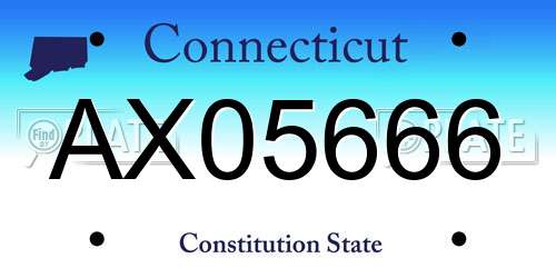 AX05666 Connecticut License Plate