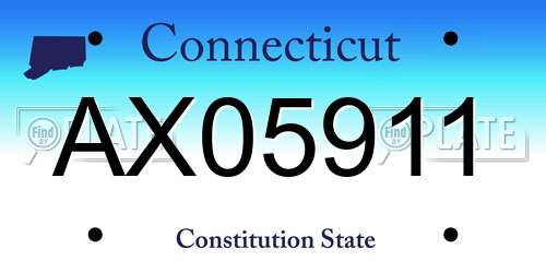 AX05911 Connecticut License Plate