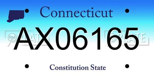 AX06165 Connecticut License Plate
