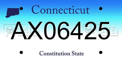 AX06425 Connecticut License Plate