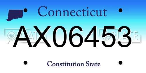 AX06453 Connecticut License Plate