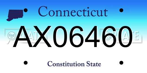 AX06460 Connecticut License Plate