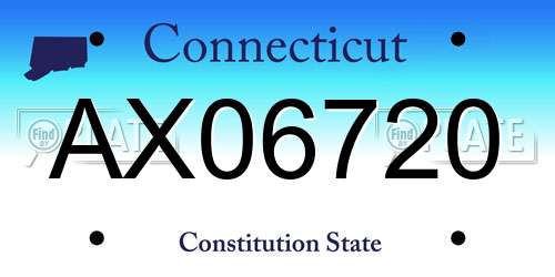 AX06720 Connecticut License Plate