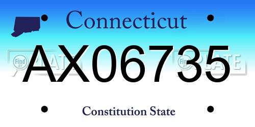 AX06735 Connecticut License Plate