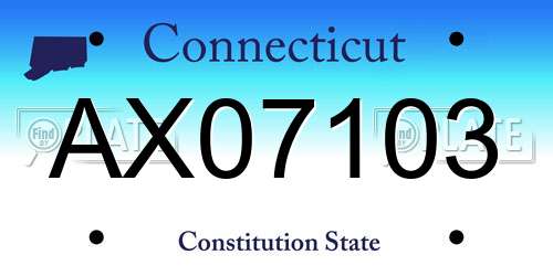 AX07103 Connecticut License Plate