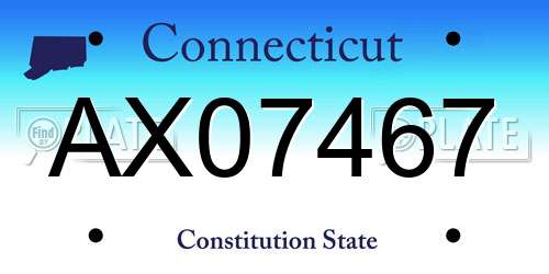 AX07467 Connecticut License Plate