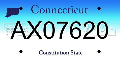 AX07620 Connecticut License Plate