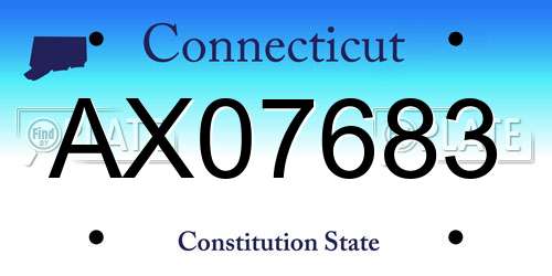 AX07683 Connecticut License Plate