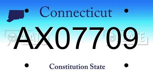 AX07709 Connecticut License Plate