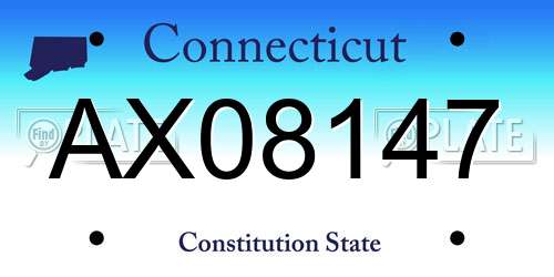 AX08147 Connecticut License Plate