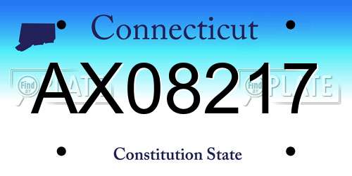 AX08217 Connecticut License Plate