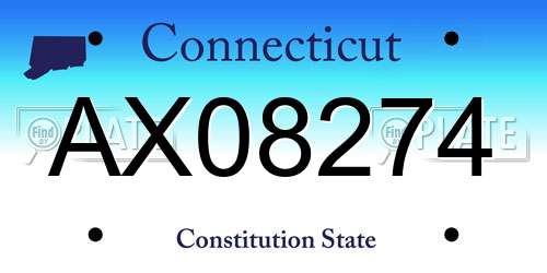 AX08274 Connecticut License Plate
