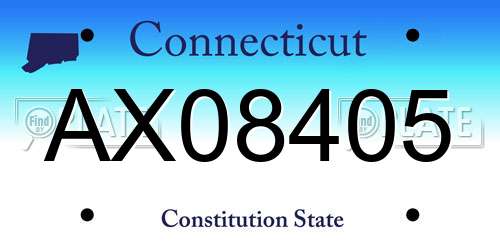AX08405 Connecticut License Plate