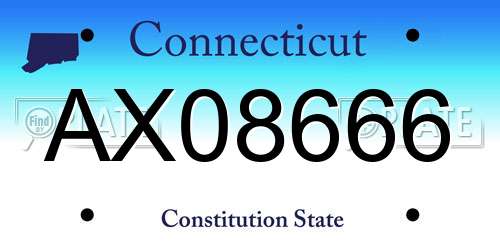 AX08666 Connecticut License Plate